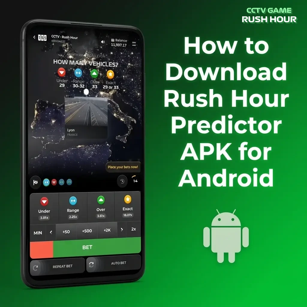 Android phone screen showing APK installation steps for Rush Hour Predictor app with security settings enabled