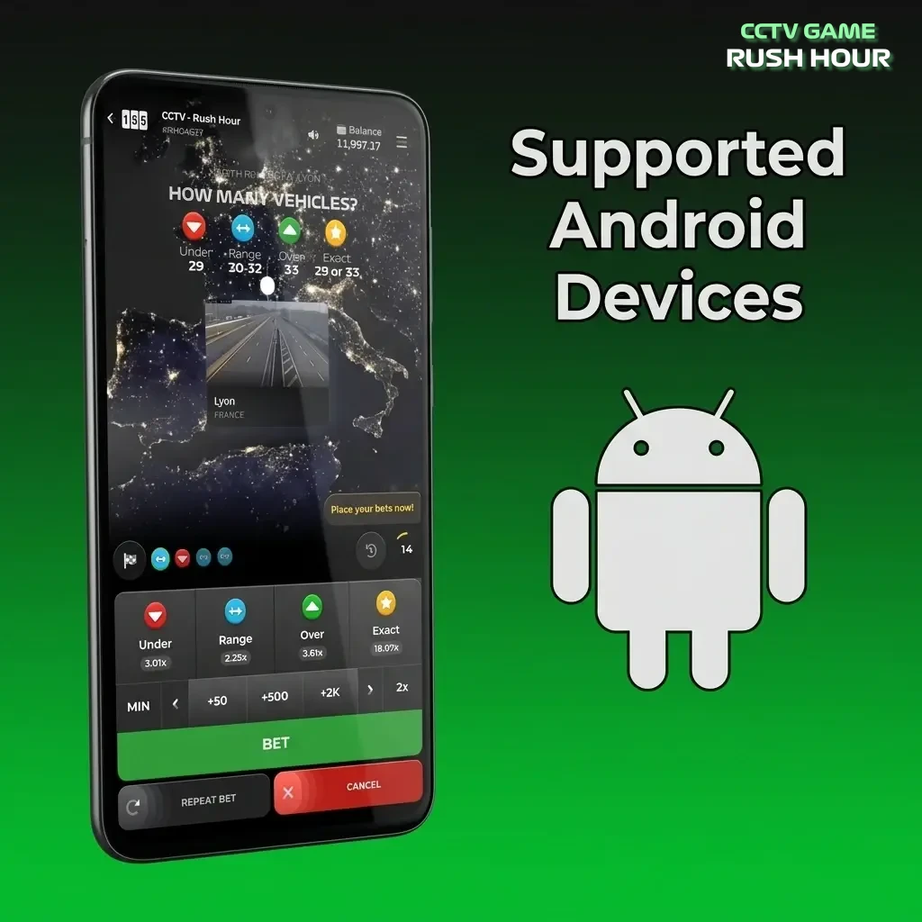 Rush Hour app running smoothly on supported Android devices across budget, mid-range, and flagship tiers from 2020 to 2026