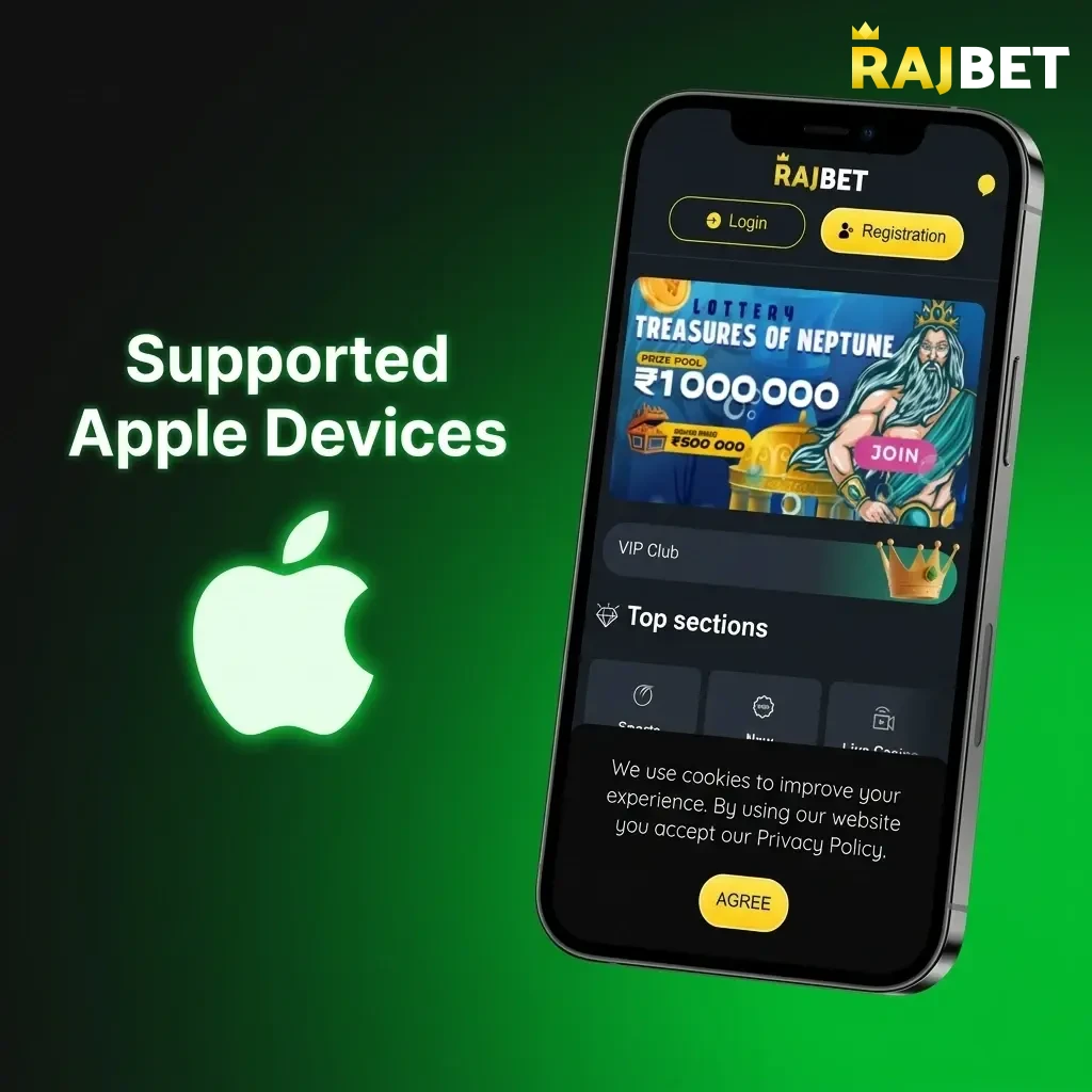 Apple devices supported by Rush Hour RajBet app, including iPhone SE to iPhone 15 Pro and iPad Air running iOS 12 or later