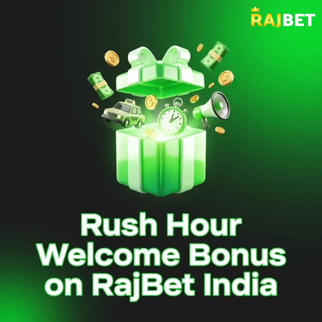 RajBet India welcome bonus 100% up to 1,00,000 INR plus 75 free spins for new players on Rush Hour