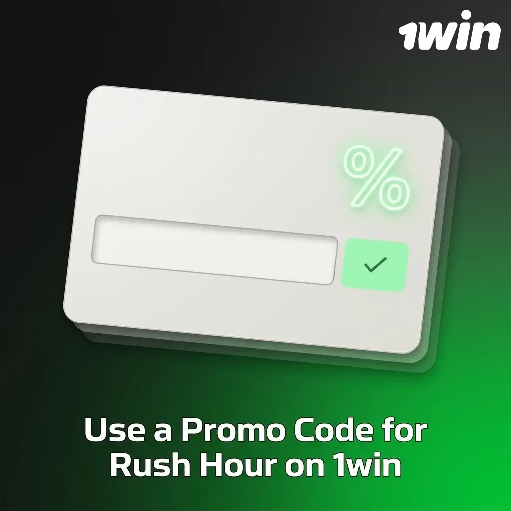 1win promo code 1WINBONUS entry field during registration to unlock Rush Hour bonus rewards