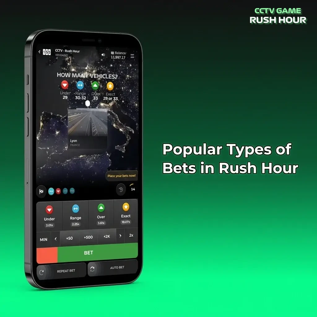 Rush Hour bet types including single bet, multi-bet, auto bet, and auto cashout options for players managing risk per round
