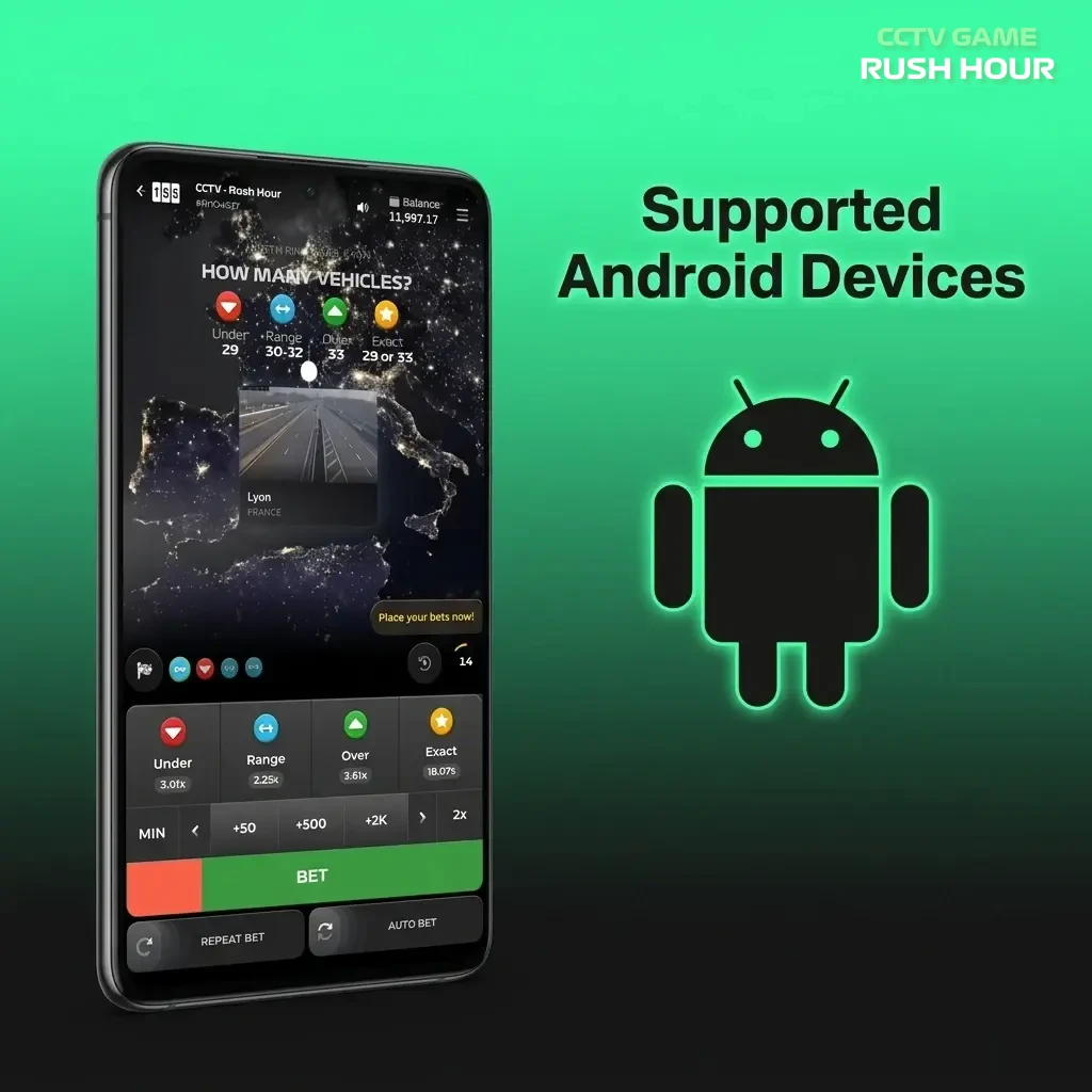 Supported Android devices for Rush Hour app across budget, mid-range, and flagship tiers from 2020 to 2026