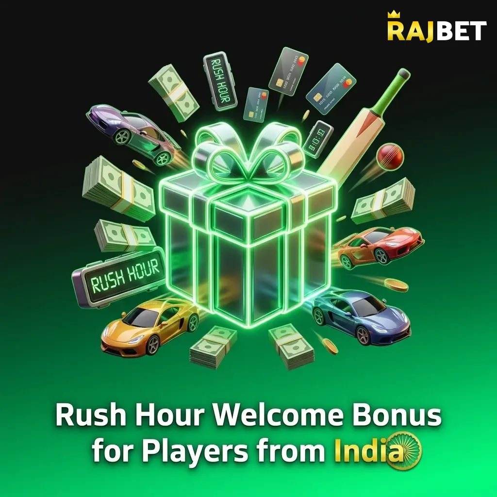 RajBet welcome bonus 100% match up to 1,00,000 INR plus 75 Free Spins for new players in India
